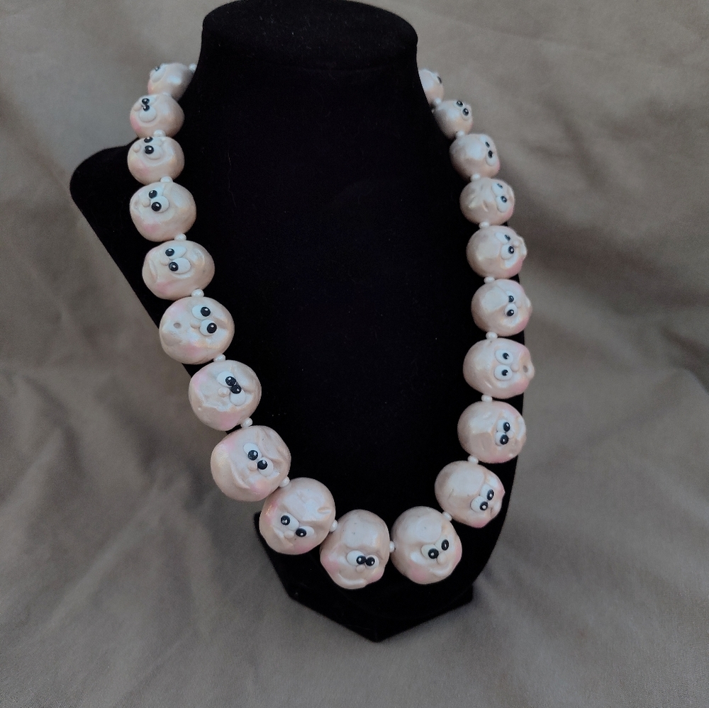 🌊🐚Pearl🐬Funny 🐚Face 🐚Necklace - Picture 4 of 14